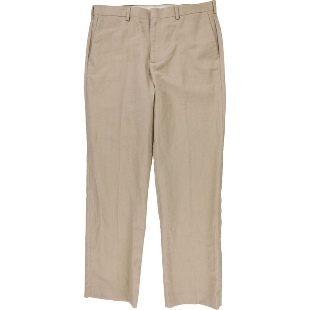 CubAvera Mens Linen Blend Flat Front Straight Leg Casual Pants, NWT